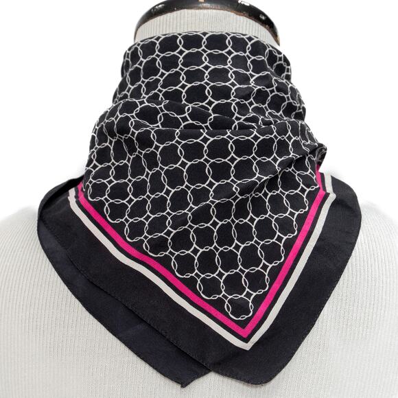 Casual Corner Navy Blue Square Silk Scarf 19" - Picture 2 of 6